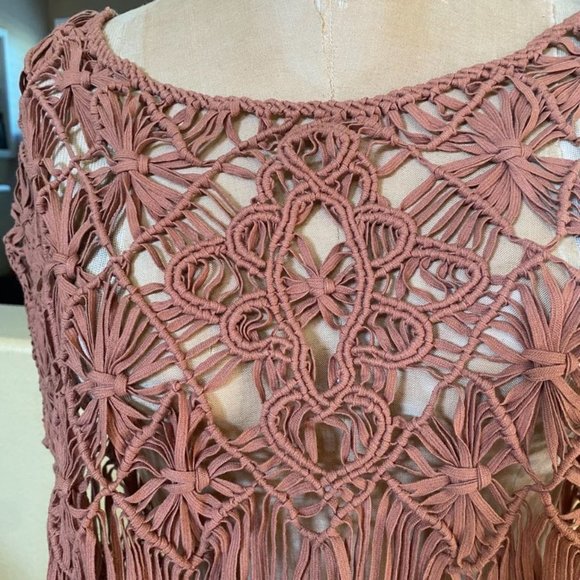 Ella Moss Crochet Fringe Poncho Beach Cover Up Festival Boho One Size - Picture 7 of 8